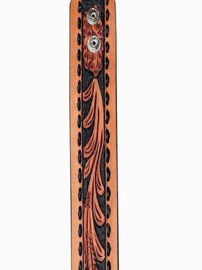 American Darling Hand Tooled Leather Cuff Bracelet Black Whipstitch Western